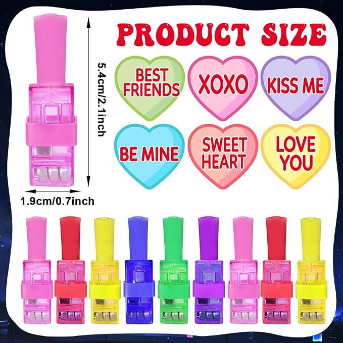 36 PCS Valentine's Day LED Finger Lights Love Heart Party Favors Glow in the Dark Light Up Finger Lights Themed Toys Bulk for Birthday Party Goodie Bag Stuffer Birthday Gifts Classroom Prize