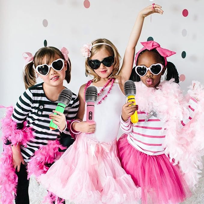 KIMOBER 12PCS Inflatable Microphones,Colorful Blow up Microphones Stage Act Mic Props for Pretend Play Party Favors Supplies