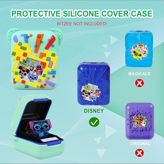 RAIALL Silicone Cover Case for Bitzee Disney Interactive Toy Digital Pet, Kids Protective Bitzee Disney Virtual Electronic Pet Lanyard Silicone Holder, Portable Travel Soft Silicone Sleeve, Green