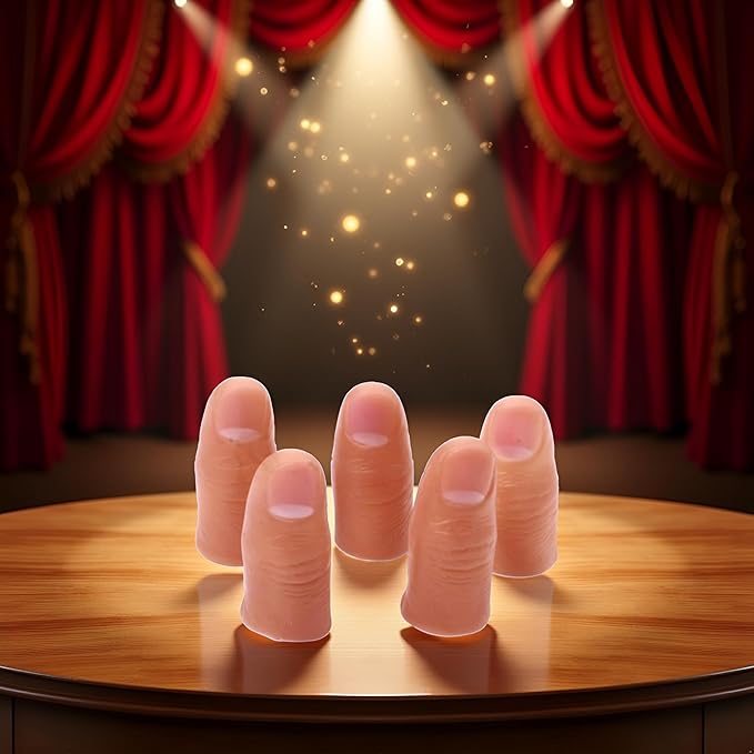5pcs Fleshcolor Fake Finger Trick Prop,Hard Thumb Tip Finger Fake Magic Tricks,Close up Magic KitsAppear Vanish Magic for Magicians Accessories,Novelty and Gag Toys