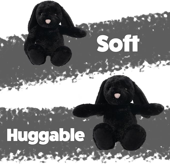 Black Bunny Stuffed Animal Plush Toy with Floppy Ears, 17.7 Inch Soft Plush Rabbit Cuddle Buddy for Nursery Decor, for Boys and Girls