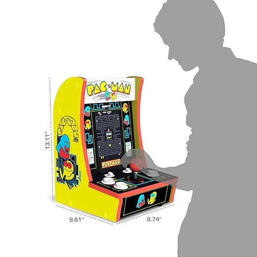 Arcade1Up Pac-Man Countercade Countertop Arcade Machine with 3 Retro Games, 7" LCD Screen and Full Size Real Feel Joysticks and Buttons,