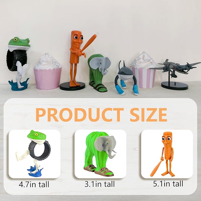 SUTURED Version Mix Italian Brainrot Toy Figures 7in Animals Tung Tung Tung Sahur Figurine Elephant Crocodilo for Cake Toppers Birthday Gifts 3D Collectible Toy Gifts for Fans (5pcs)