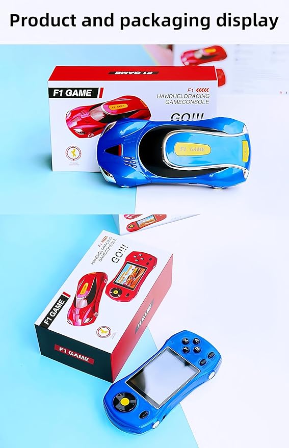 3-inch Racing Car Appearance Video Game Console Built-in 250 64bit Games AV-Out Students/Adults Handheld Toys Kid's Birthday Home/Outdoor/Travel Entertainment