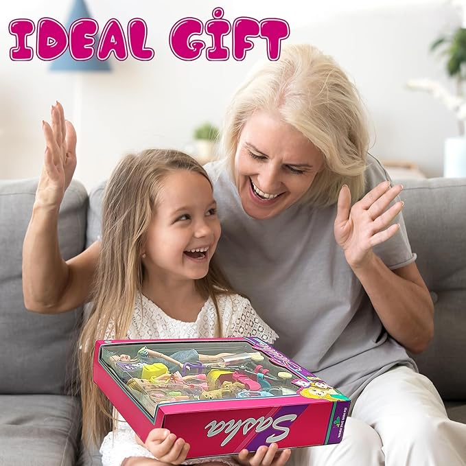 Dolls & Accessories Playset with Doll Transforming Stroller Dog Pet for Girls Ages 3-5-7-12 Birthday Gifts