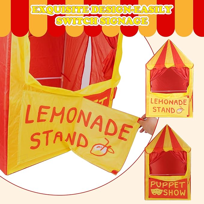 Eave Style Puppet Theater,Puppet Show and Lemonade Stand for Tabletop Drama Performance Role Playing, Indoor & Outdoor Dramatic Pretend Play