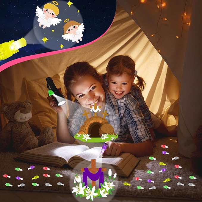 36Pcs Easter LED Finger Lights Religious Party Favors Glow in the Dark Light Up Finger Lights Christian Nativity Themed Toys Bulk for Birthday Party Goodie Bag Stuffer Birthday Gifts Classroom Prize
