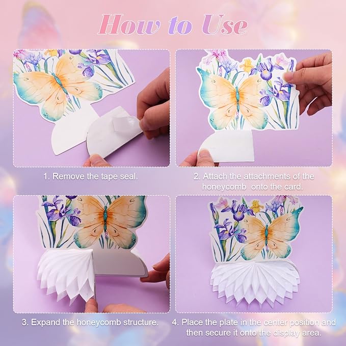 10Pcs Butterfly Centerpieces for Tables Butterfly Flowers Centerpieces Spring Honeycomb Table Decor Spring Flower Toppers for Birthday Party Supplies