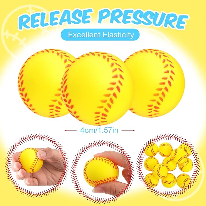 MTLEE Softball Party Favors Set Includes 12 Softball Paper Bags, 12 Silicone Bracelets, 12 Mini Foam Softball for Softball Birthday Party Supplies
