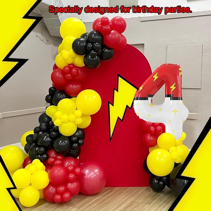40 Inch Red White Cartoon Theme Number Balloons Large Birthday Party Number Balloons Cartoon Animation for Kids Birthday Party Decoration Supplies (Number 4)