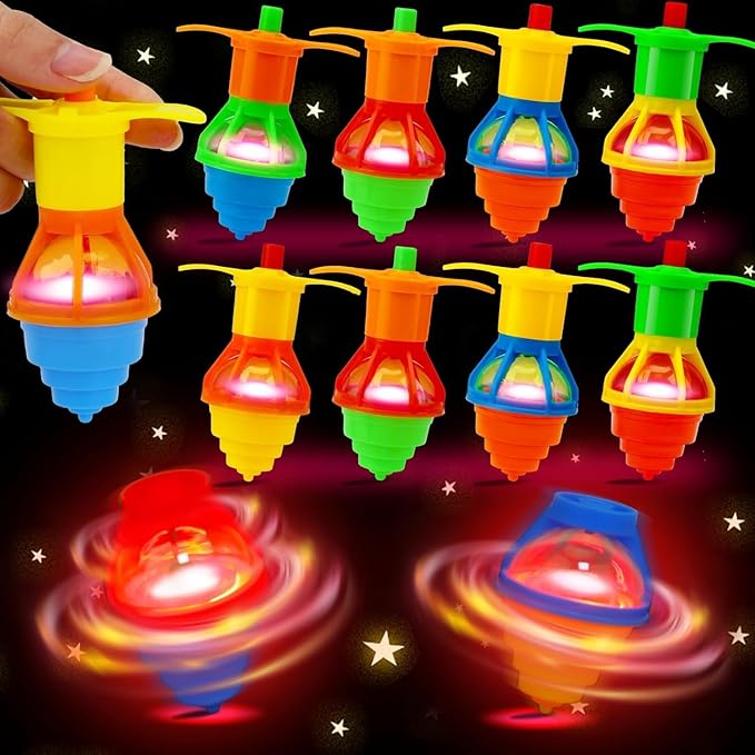24PCS Light Up Spinning Tops Glow Party Favors for Kids 3-5 4-8 8-12 Easter Goodie Bag Stuffers Birthday Return Gifts Classroom Treasure Box Toys Carnival Prize Fidget Spinner Bulk Toddler Boy Girl