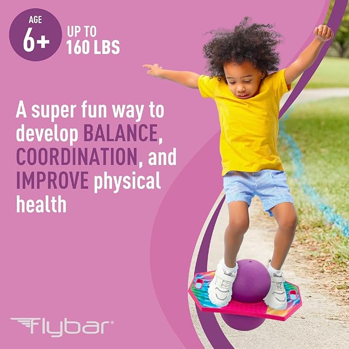 Flybar Pogo Trick Ball for Kids – Balance Bounce Board with Anti-Slip Deck – Pump Included - Indoor & Outdoor Toys for Boys and Girls Fun Way to Reduce Screen Time Supports up to 160 lbs – Ages 6+