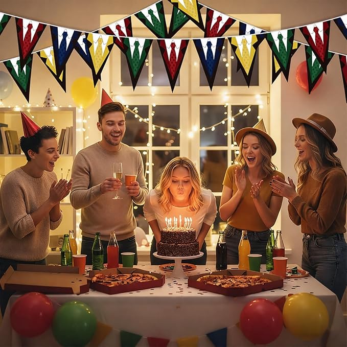 Jetec 5 Pack 49 Ft Wizard Banner Decorations Magical Triangle Pennant Flags with Wizard Hat & Magic Symbols Halloween Supplies, Birthday Decor, Indoor Outdoor Hanging Bunting
