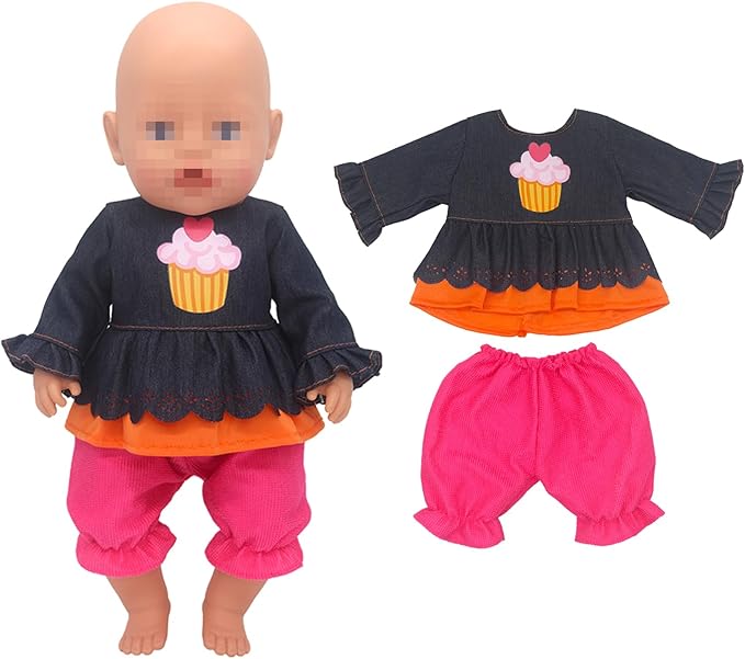 SOTOGO 5 Sets Doll Clothes Outfits Jumpsuits with Hats for 14 to 17 Inch New Born Dolls, American 18 Inch Dolls Clothes and Accessories
