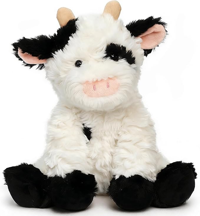 Hopearl Adorable Plush Cow Toy Floppy Dairy Cattle Soft Stuffed Animal Cute Birthday Gifts for Boys Girls Kids Toddlers, 9''