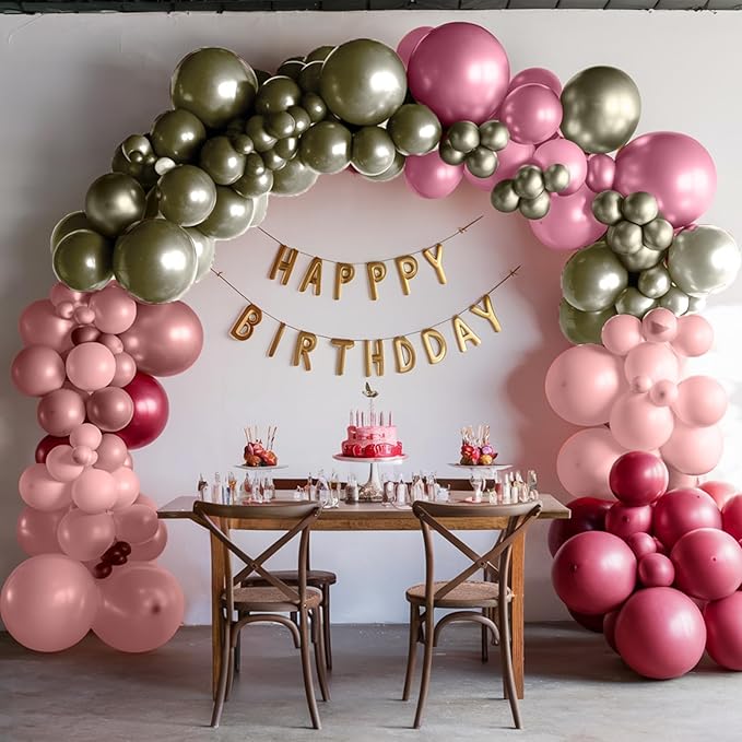 Blush Pink Balloons, 12 Inchs Dusty Pink Rose Red Metallic Red Metal Camellia Gold Balloons for Birthday Party Wedding Bridal Shower Decorations
