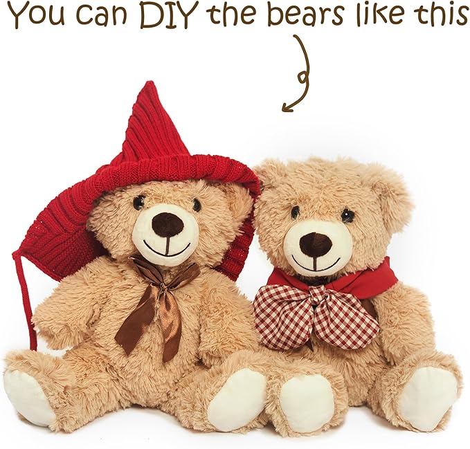 Teddy Bears Bulk 12 Packs Teddy Bear Stuffed Animal Plush Toys Kid Girlfriend,13.5 Inches Light Brown Stuffed Bears for Christmas Valentine's Wedding Party