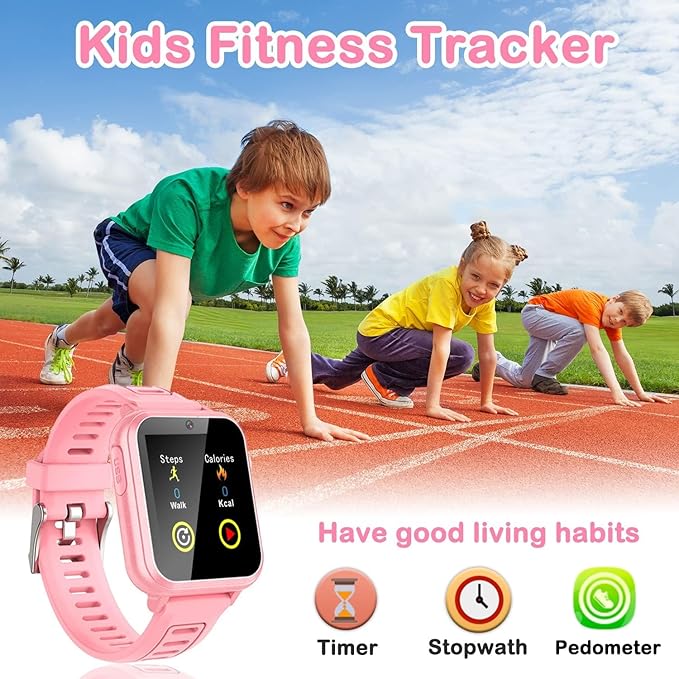 Cosjoype Kids Game Smart Watch Gift for Girls Age 6-12, 39 Puzzle Games HD Touch Screen Kids Watches with Video Camera Music Player Pedometer Flashlight 12/24hr Toys for 7 8 9 10 11 12 Year Old Girls