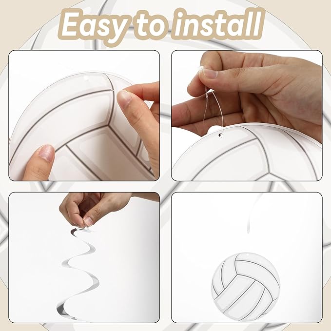 60pcs Volleyball Party Decorations Volleyball Value Foil Swirl Ceiling Hanging Decor Volleyball Sports Cutouts Party Supplies for Sports Birthday Baby Shower Party Favor Indoor Home Office Decor