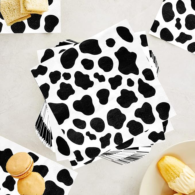 50pcs Farm Animal Napkins - Cow Print Party Supplies, Disposable Napkins for Baby Shower & Birthday Party Decorations