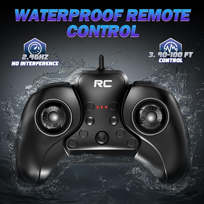 1:16 Amphibious RC Car - Waterproof Remote Control Monster Truck for Land & Pool, Water Squirt Tank, LED Lights - Birthday Gift for Kids & Adults