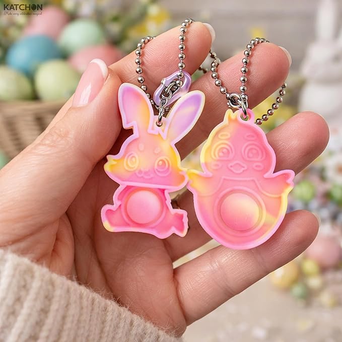 KatchOn, Easter Pop Fidget Keychains - Pack of 24 | Easter Basket Stuffers, Easter Egg Fillers, Mini Bubbles Party Favors, Easter Party Favors, Easter Party Supplies, Easter Gifts