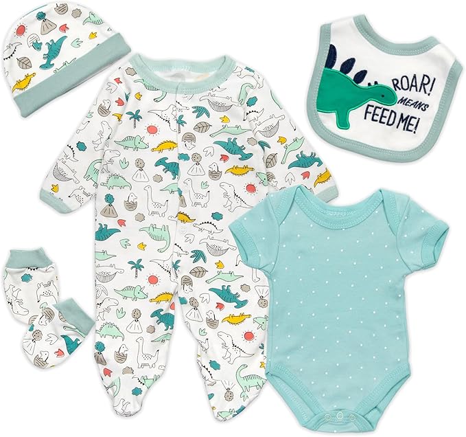 PEDOLLTREE Reborn Baby Doll Clothes Dinosaurs 5 Pcs Set for 17-22 Inch Baby Doll Clothes Outfits Accessories Newborn Boy&Girl
