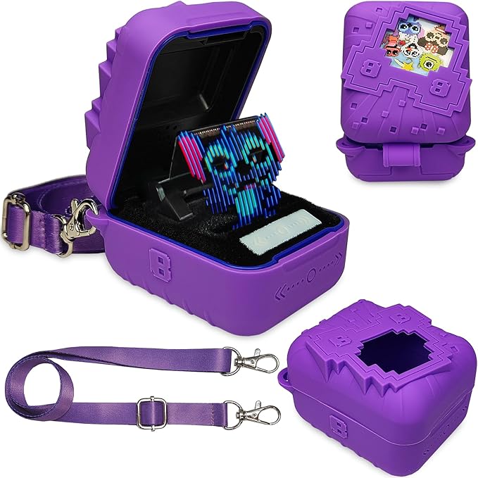 JCHPINE Silicone Cover Case for Bitzee Disney Interactive Digital Pet and Case, Protective Skin Sleeve for Bitzee Disney Virtual Electronic Pets (Purple)