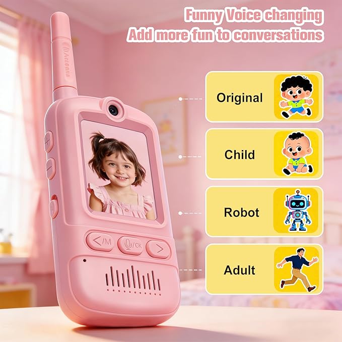 Video Walkie Talkies for Kids,Rechargeable Kids Toys 2 Pack,Long Range Radio Walkie Talkies,3-12 Boys and Girls Indoor, Outdoor, Camping, Adventure Fun Toys