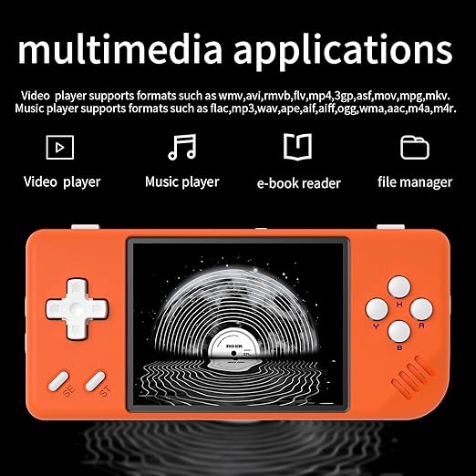 RG28XX Retro Video Handheld Game Console Linux OS Game Player 64G TF Card 5500+ Games 3100mAh Battery Compatible with Bluetooth and WiFi(Lava Orange)