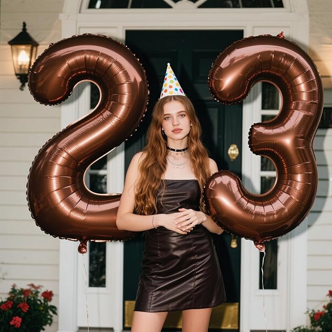 40 Inch Dark Brown Balloon Number 23,Chocolate Jumbo Mylar Foil Helium Balloon for 23th Digital Balloons for Birthday Party,Wedding Anniversary Party Decorations
