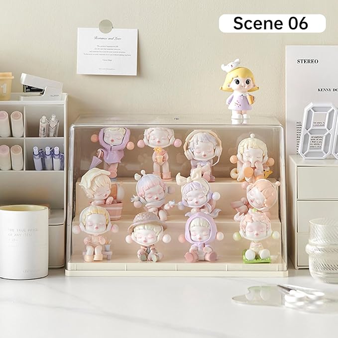 3 Tiers Clear Display Case for Figures, Stackable Acrylic Storage Organizers Box with Cover, Large Dustproof Showcase for Collectibles Action Figure(1, Medium)