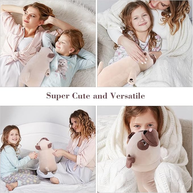 Pug Weighted Stuffed Animals - 28 Inch 4.0 Pounds Weighted Plushies Pug - Large Bulldog Plush Stuffed Animals Pillow - Cute Plush Toys Gifts for Kids & Adults