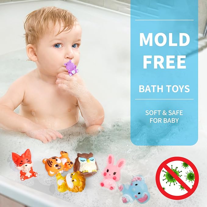 Oriate Zoo Animals Finger Puppets, 10PCS Infant Jungle Animals Finger Bath Pool Toys, Puppet Theater Storage Bags incl, 12m+ Toddler Travel Toys Valentines Gifts Easter Eggs Basket Stuffers