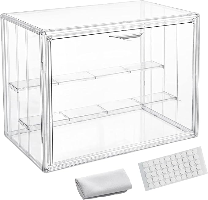 Clear Acrylic Display Case for Figures 4 Layer Adjustable Acrylic Boxes for Display Stackable Display Cabinets for Collectibles Action Figure Display Case for Shoe, Bread, Cosmetic, Handbag,1 Pack