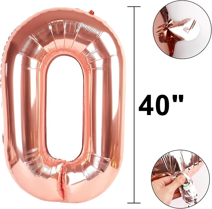40 Inch Rose Gold Balloon Number 40 Balloon,Jumbo Mylar Foil Helium Balloon for 40 Digital Balloons for Birthday Party,Wedding Anniversary Party Decorations