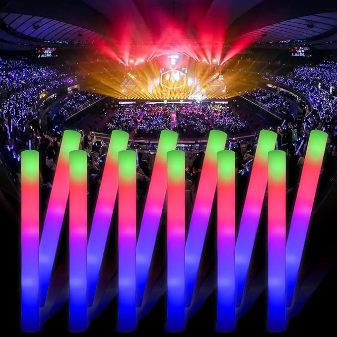 40+5 Pieces Led Foam Sticks Valentine's Day Party Favors Supplies Flashing Glow Sticks Party Supplies Light Up Baton Wands for Kids, Raves, Birthday, Wedding, Christmas, Children Toy
