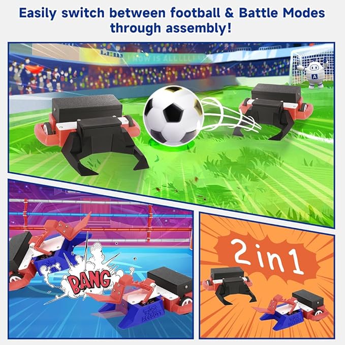 2-in-1 Football & Battle Robot Car Kit, ESP32 APP-Remote Control Battlebolt Car Fighting Robot Toy for Kids Wireless Gameplay Robotics STEM Science Kit Birthday Gift for Boys Girls Age 8+ (One Car)