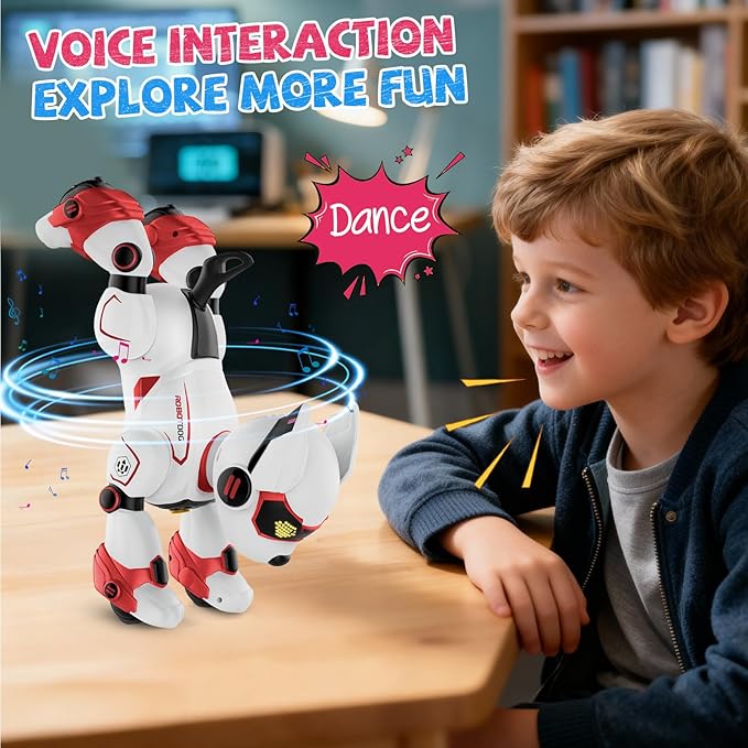 Robot Dog for Kids, Remote Control Dog with Voice Touch Interaction and lmitation Show, Programmable Gesture Sensing Dog Robot, Singing, Dancing, Talking, Smart Stunt Robot Dog Toy Gift for Boys Girls