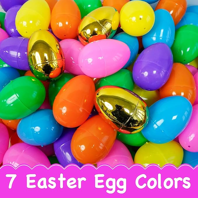 1000 PCS 2.4" Fillable Plastic Easter Eggs Bulk with 12 Golden Eggs, Colorful Empty Eggs for Kids Easter Hunt Party Supplies Classroom Prizes Basket Stuffers Easter Party Favors