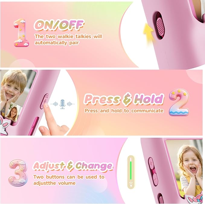 Kids Video Walkie Talkies, 2 Pack Walkie Talkies with Screen, Two Way Radio with 4 Voice Effects, Rechargeable Long Range Toys for Boys Girls Age 3-12, Camping Hiking Birthday Gift