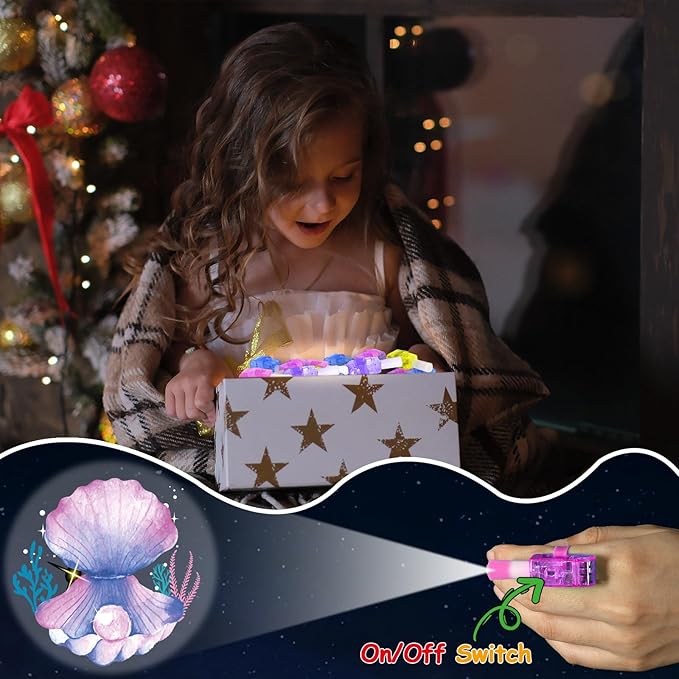 36Pcs Mermaid LED Finger Lights Mermaid Party Favors Glow in the Dark Light Up Finger Lights Ocean Themed Toys Bulk for Under The Sea Birthday Party Goodie Bag Stuffer Birthday Gifts Classroom Prize