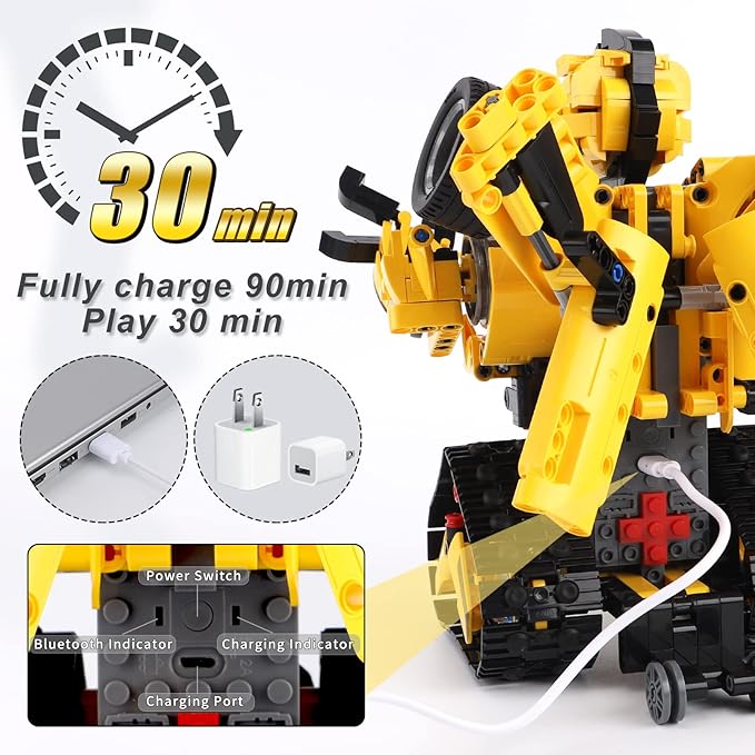 2-in-1 Build a Robot Kit, Remote & APP Controlled Robotic Building Blocks Toys STEM Projects for Kids Ages 8 9 10 11 12 13 14,Chirstmas Birthday Gift for Boys (RC Car)