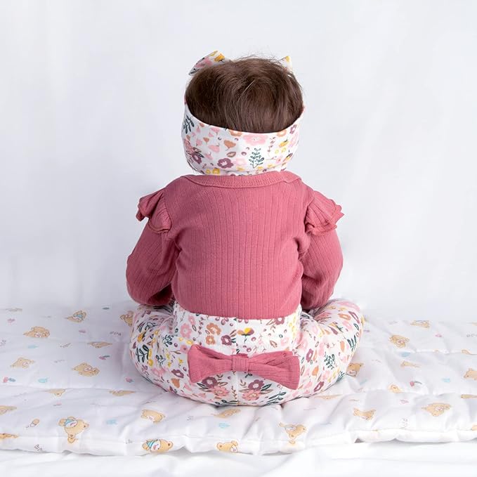 Reborn Baby Dolls Clothes 22 inch Outfit Accessories Flower 4pcs Set for 17-22 Inch Reborn Doll Newborn Girl