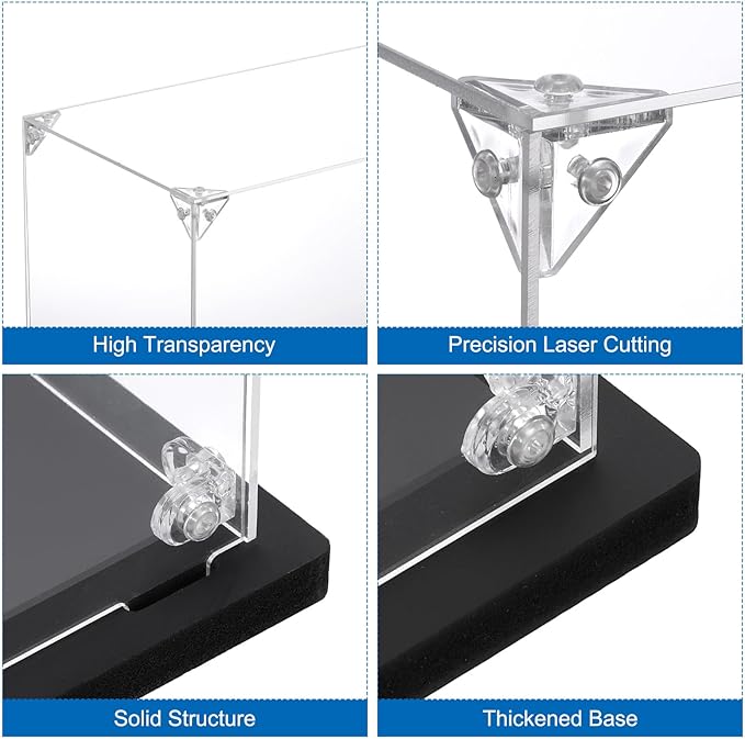 MECCANIXITY Acrylic Display Case, 12x6x8 Inches Clear Display Box Assemble Dustproof Display Box Storage Organizer for Collectibles Action Figures