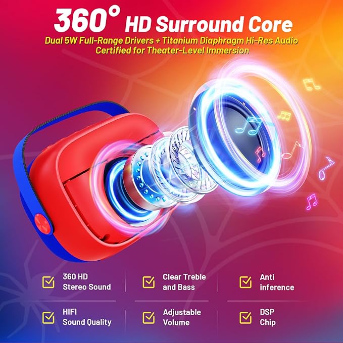 Mini Karaoke Machine for Kids Ages 3-12: Portable Bluetooth Speaker with 2 Wireless Microphone, LED Light Show for Kids 3 4 5 6 7 8 9 10 Year Old Boys Girls Toys Easter Birthday Gifts Toddler
