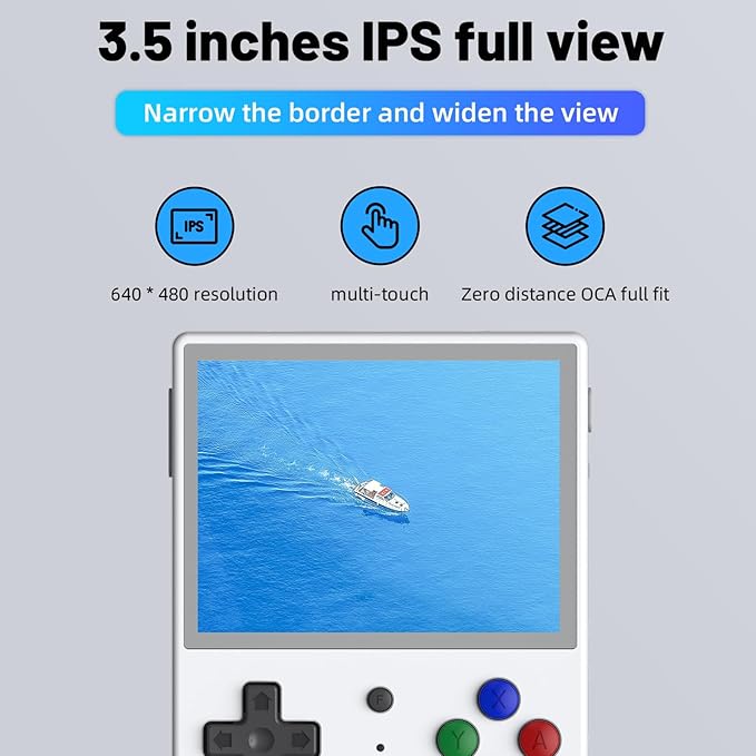 RG353V Handheld Game Console RG353V Video Games Console 3.5" IPS Screen Android 11 and Linux System RK3566 64bit Game Player Retro Gaming Console Bluetooth 4.2 and 5G WiFi White