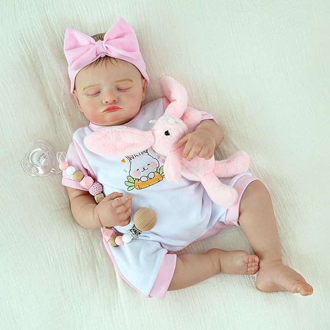 Realistic Reborn Baby Girl- 20 inch Full Vinyl Lifelike Newborn Baby Dolls, Realistic Real Life Baby Dolls Gift Set for Kids Age 3 +