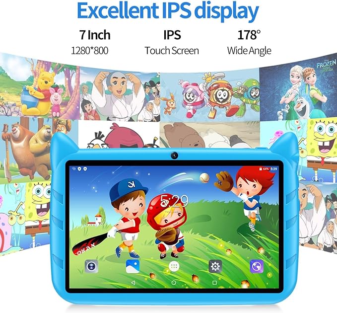 7 Inch Kids Tablet Android 13, WiFi Tablet for Children, 4GB RAM 64GB Storage, Dual Camera, Parental Control, Learning & Entertainment Tablet for Kids (Rose)