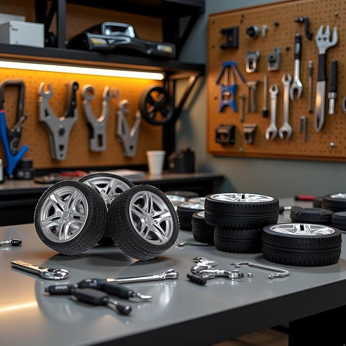 RC Car Rubber Wheel Tires,4 Pcs Black Toy Car Wheel Tires,48mm Simulation Rubber Wheel Tire Toy Model DIY RC Spare Parts Easy Installation Small in Size,Remote and App Controlled Vehicles and Parts